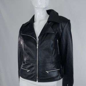 Vintage Rampage black leather moto jacket M